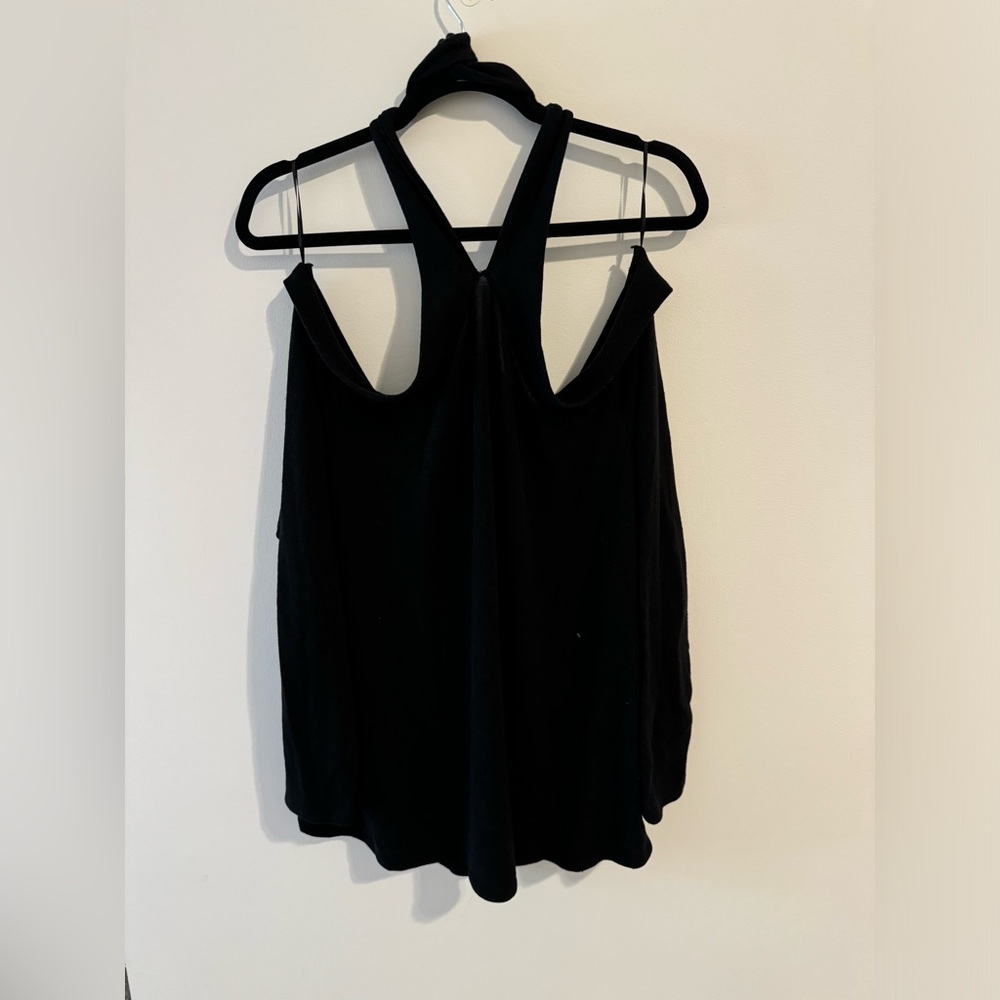 Off the Shoulder Black Sweater with Cross Neck